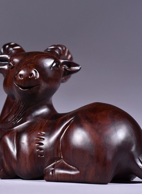 黑檀木雕羊摆件木制十二生肖木羊工艺品家居客厅属羊装饰生日送礼