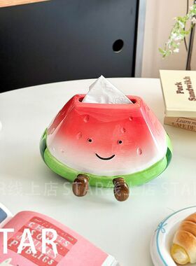 2025新款卡通西瓜陶瓷纸巾盒家用客厅茶几餐厅纸巾盒纸巾收纳盒