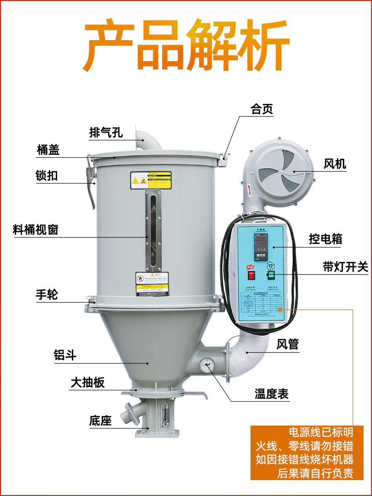 立式干燥机塑料烘干机烘干料斗烘箱 50KG注塑机用干燥机吸料机-图1