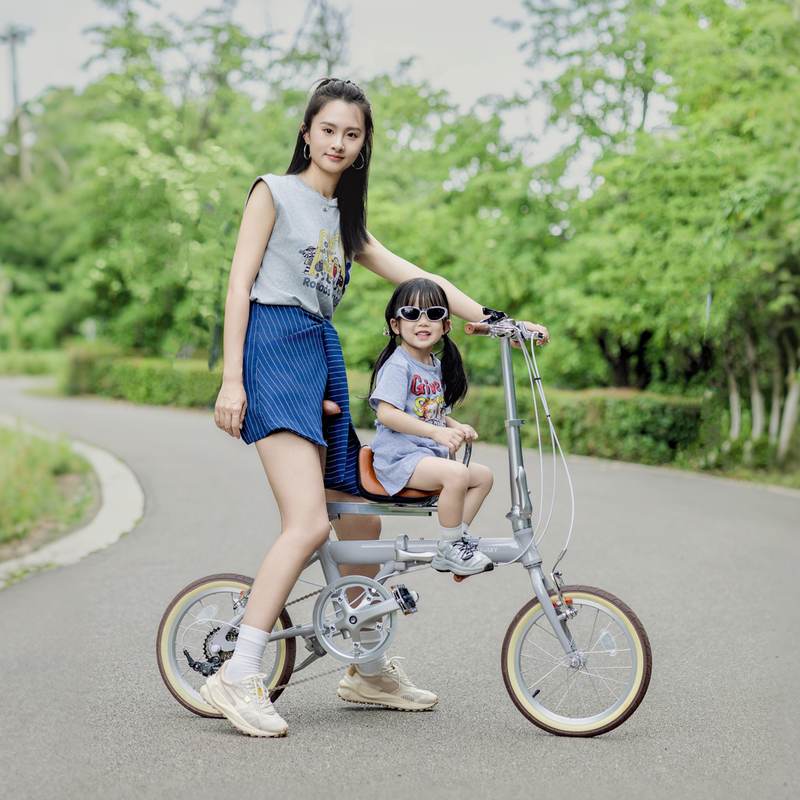 超轻母子车折叠自行车亲子载带儿童座椅遛娃带可小孩轻便娃兜风 - 图1