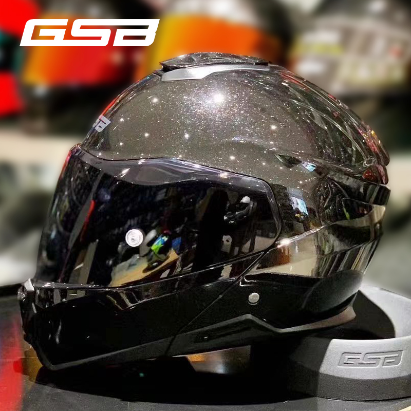 新款GSB摩托车头盔揭面盔男女夏天四季机车双镜片赛车全盔全覆式3 - 图1