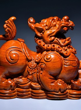 花梨木雕貔貅摆件红木貔貅家居办公室玄关装饰工艺品店铺开业送礼