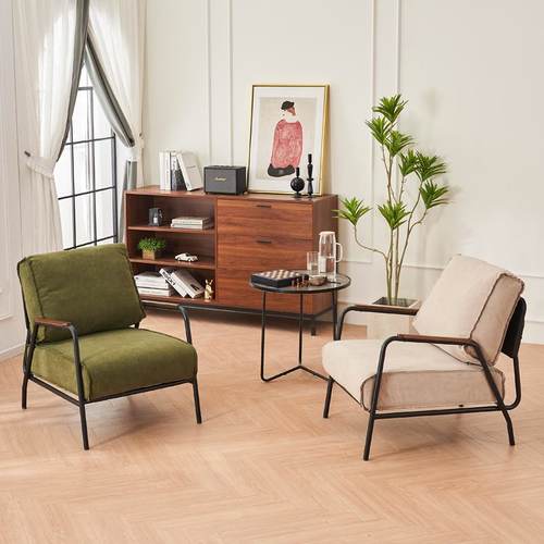 K8单人沙发椅轻奢单简休闲椅沙发位懒人小户型咖客厅艺椅极单人铁 - 图1