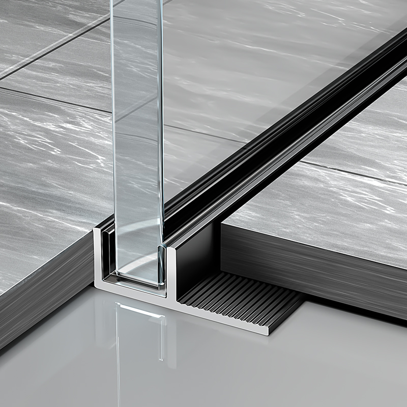 铝合金f型槽卫生间隔断淋浴房预埋件玻璃卡槽u型收边条u形包边条