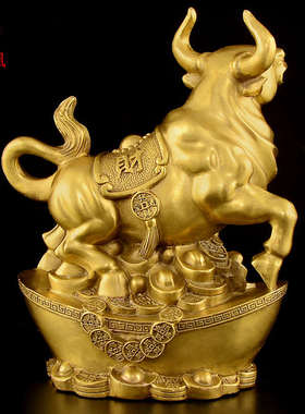 铜牛摆件东北缺角财牛大号十二生肖牛聚宝盆元宝牛客厅办公室大号