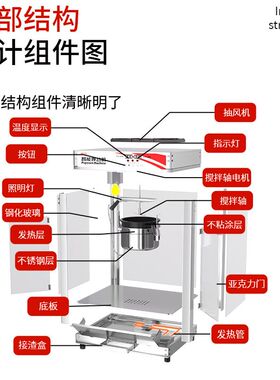 12安不锈钢爆米花机器球形爆米花机苞谷机影院餐饮店KTV球形电热