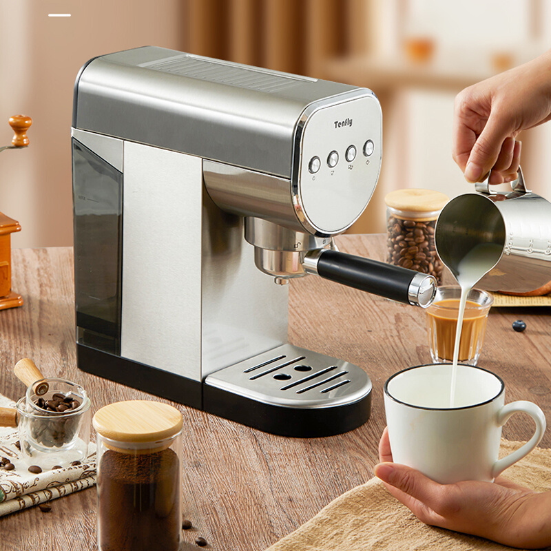 Tenfly意式浓缩咖啡机家用小型20bar半自动萃取不锈钢蒸汽打奶泡 - 图2