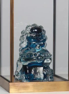 新品 新中式透明狮琉璃乔迁摆件客厅样板间玄关电视柜酒店家居装