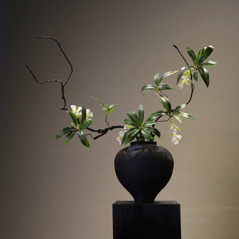 侘寂风黑色树脂花瓶禅意宋韵摆件民宿复古木纹咖啡厅家居桌面装饰,淘宝优惠券,粉丝福利购,淘宝优惠卷