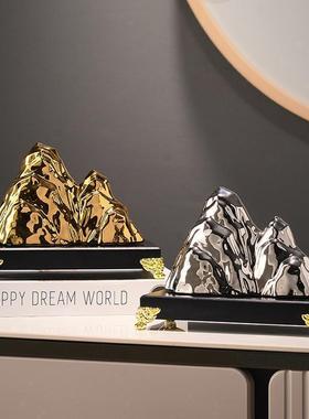 成功人士金山银山办公室摆件创意高颜值办公桌装饰品茶几桌面摆设