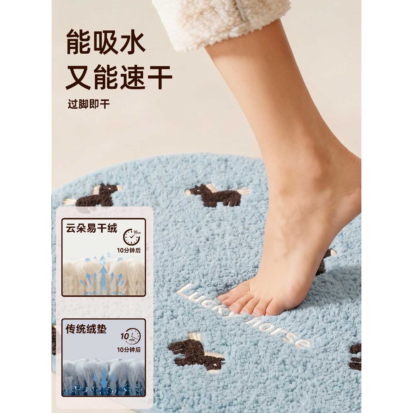 Bathroom floor mat 2026 new bathroom non-slip mat household toilet bathroom door absorbent quick-drying carpet door mat