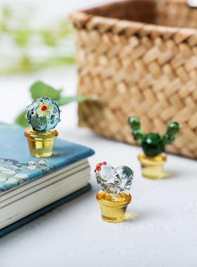 淄博博山陶瓷琉璃大观园创意车内饰品汽车载摆件仙人掌太阳花套装