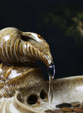 桌面陶瓷流水摆件家居客厅招财小喷泉办公室水景观中式创意水循环