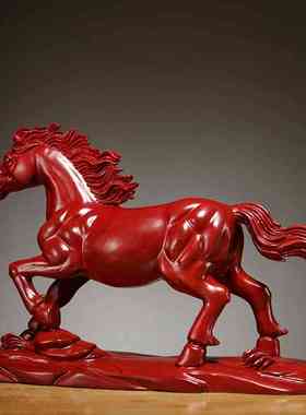 木雕马摆件十二生肖红木马到成功家居客厅办公装饰工艺品开业送礼