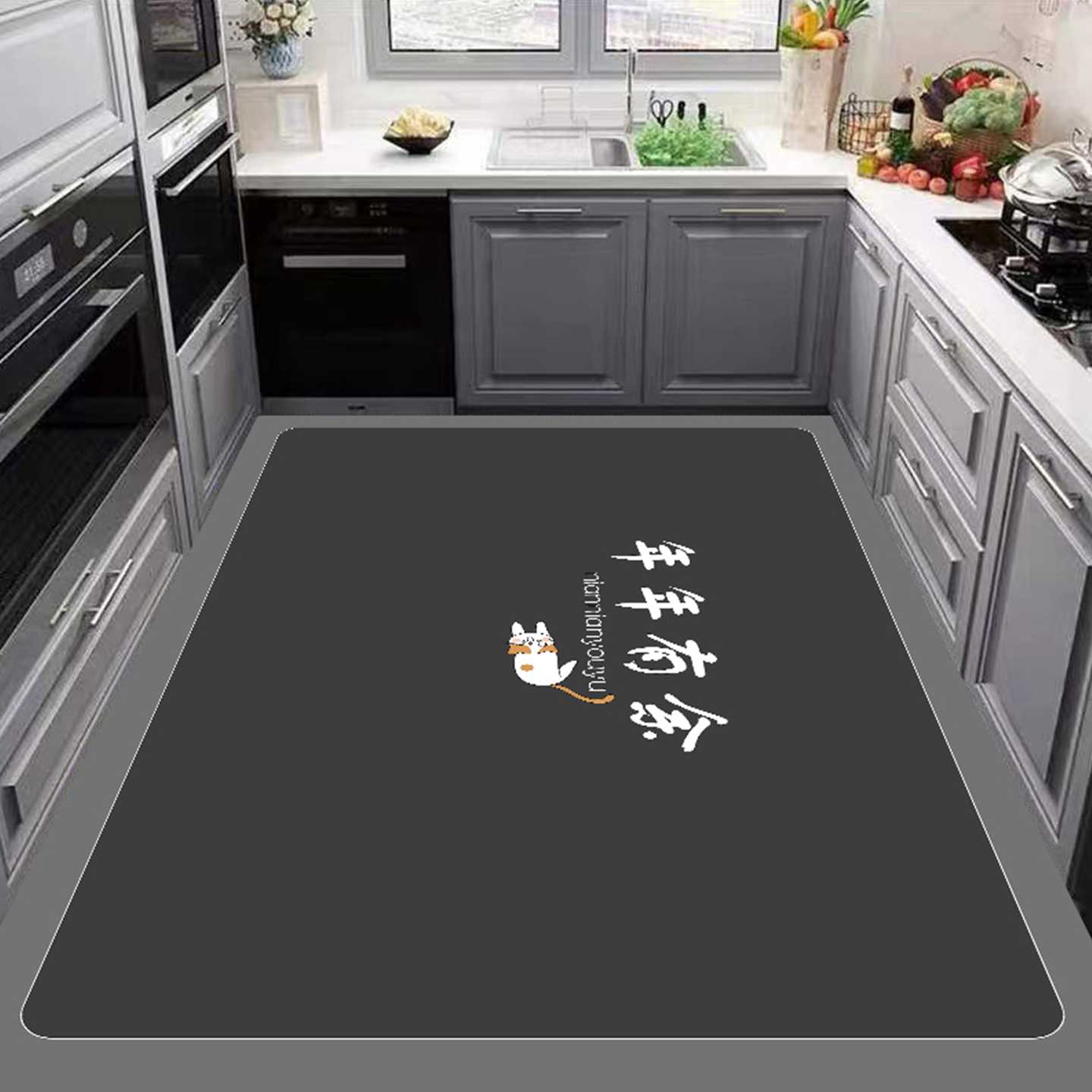 Kitchen moisture-proof floor mats, large area, stain-resistant carpets, water-absorbing and oil-absorbing mats, cuttable mats, household wash-free floor mats