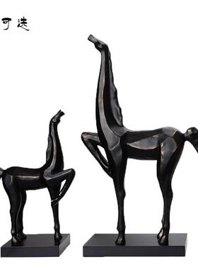 工艺品轻抽象新中式情侣马装饰桌面现代简约创意家居饰品客厅摆件