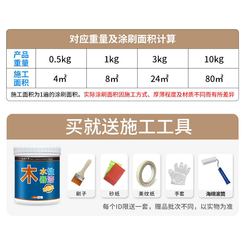 双组份免打磨水性木器漆家用自刷木门旧家具柜子桌子翻新改色油漆 - 图2