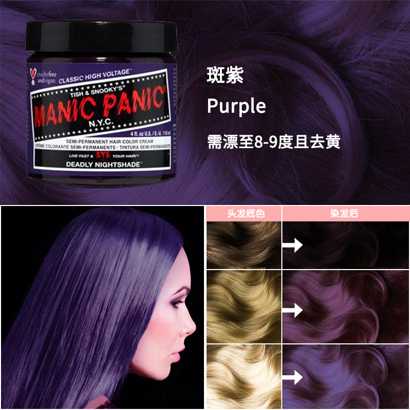 Manicpanic mp染发膏斑蓝女流行色纯植物无刺激在家染发染发剂 - 图2