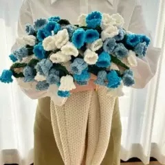 玫瑰花束毯子成品永生花午睡花毯手工材料情人节礼物仿真编织毛毯 - 图1