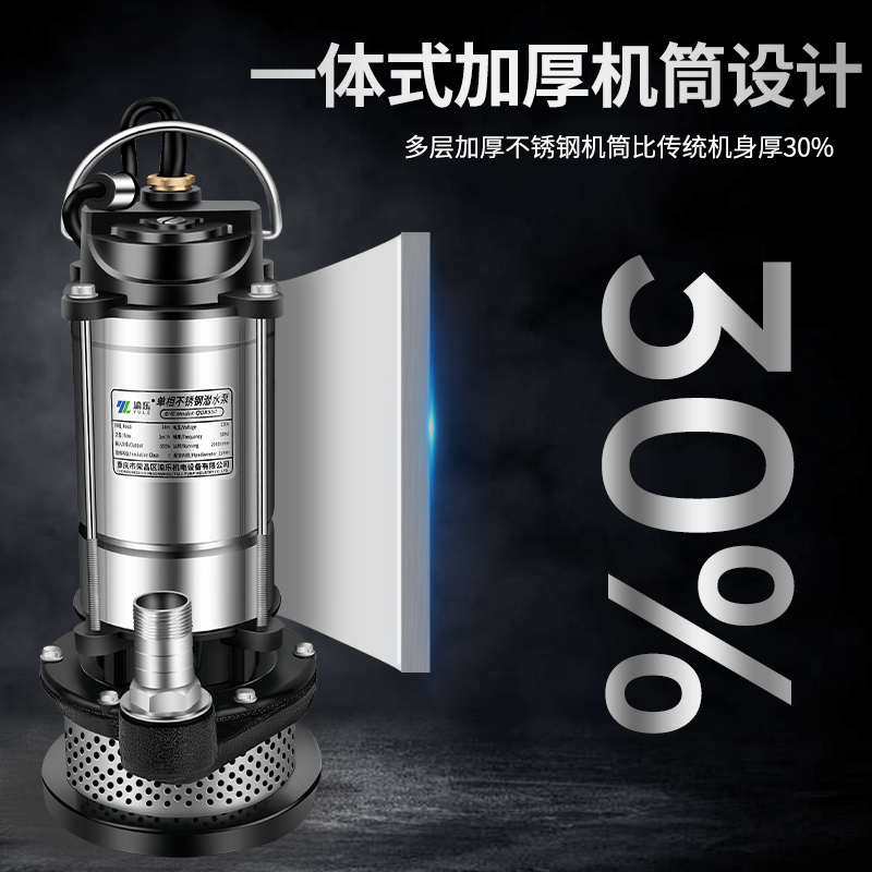 潜水泵220v小型不锈钢抽水泵家用抽清水机高扬程农用灌溉排污水泵 - 图1