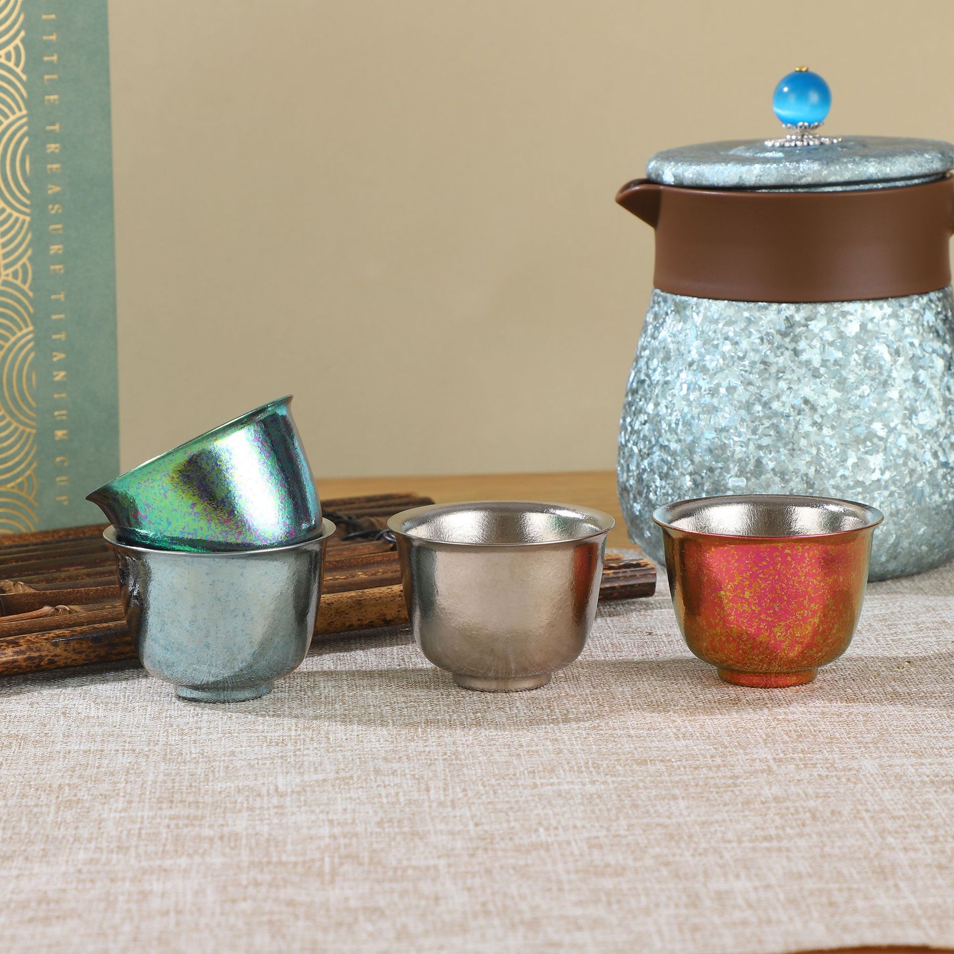 纯钛焖茶壶保温壶高档轻奢茶水分离闷泡壶功夫茶具钛杯套装礼品,淘宝优惠券,粉丝福利购,淘宝优惠卷