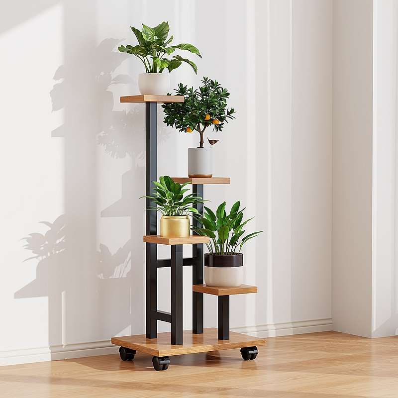 可移动阳台花架子客厅落地式铁艺置物架多层花盆托架多肉植物层架 - 图3