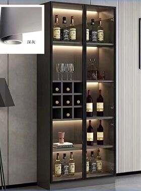酒柜家用展示柜玻璃透明客厅高档储物柜带灯带轻奢加高手办展示柜