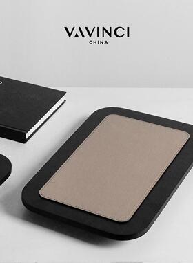 梵其简约现代咖色皮革木质几何托盘样板房酒店装饰盘摆件餐厅软装