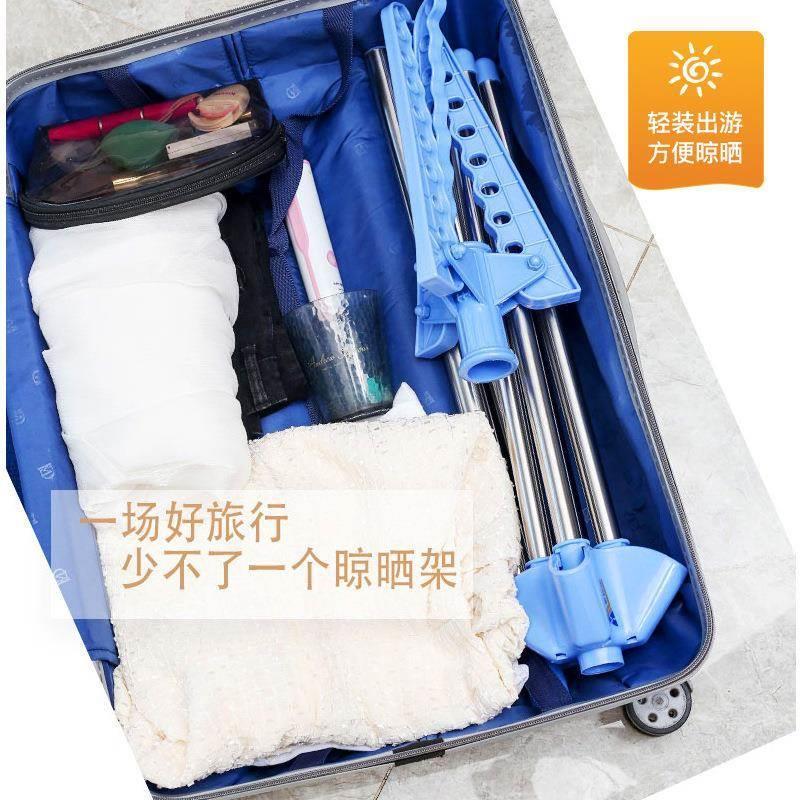 易凯隆不锈钢简易晾衣架落地折叠室内阳台晒衣架单杆式旅行挂衣架 - 图1