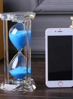 水晶沙漏计时器儿童15/30分钟时间轻奢创意摆件60流沙瓶半小时女