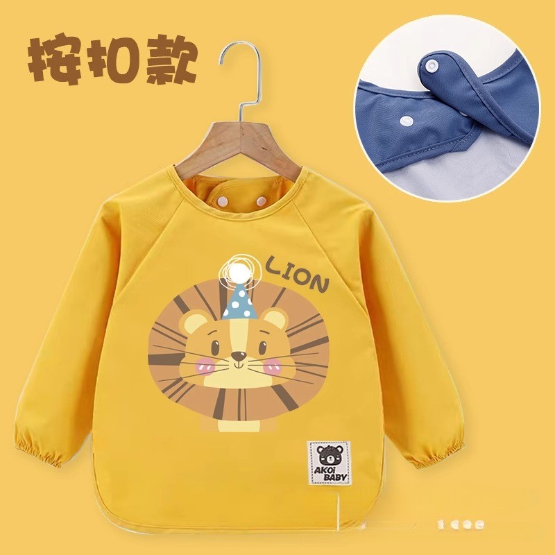 Baby smock, children's long-sleeved waterproof reverse dressing, baby eating bib, anti-dirty protective clothing, painting apron, autumn and winter