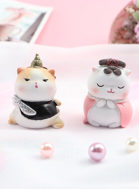 新品 nis新奇特创意礼品复古宫廷猫烘焙蛋糕装饰摆件 汽车车内装