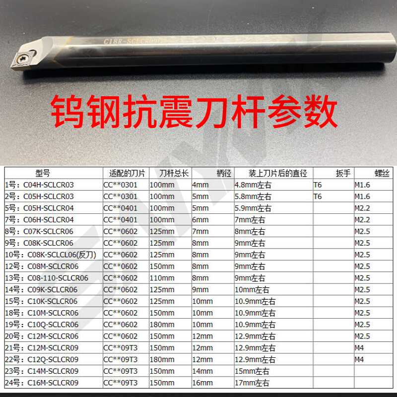 SCLCR06抗震内孔车刀杆数控钨钢刀杆加长硬质合金镗刀杆补头修理