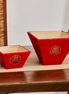 老式实木斗升招财米斗日进斗金客厅摆件仿古大号米升结婚开业礼品