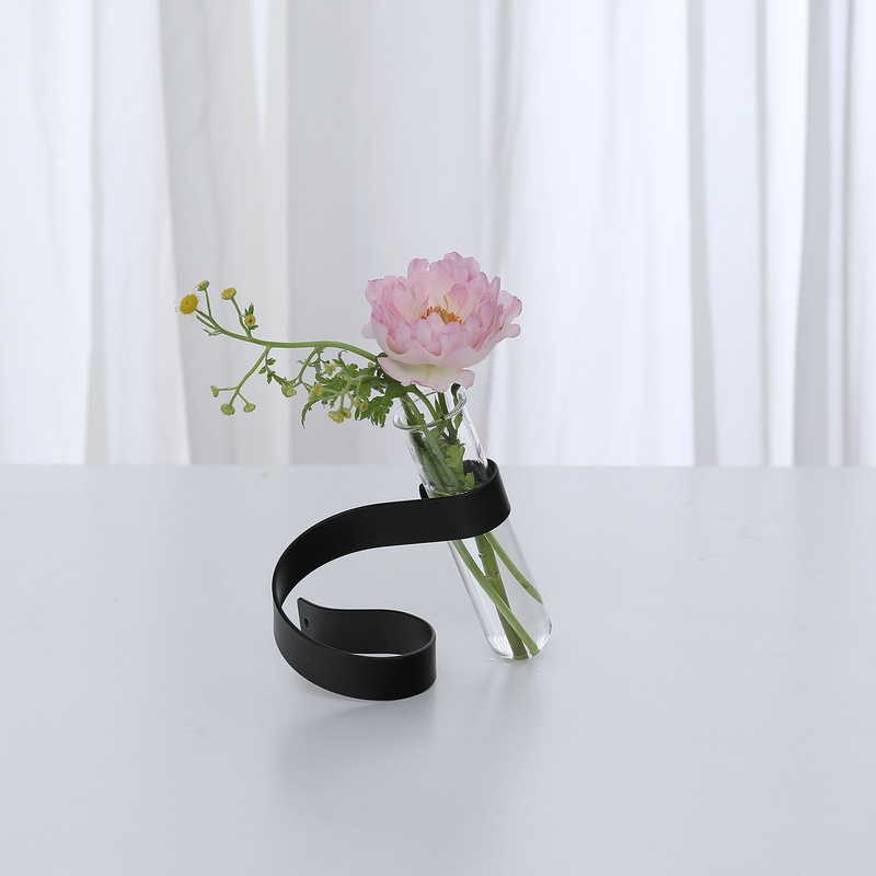 创意玻璃水培植物花瓶摆件铁悬挂批发客厅器试管桌面斜立摆放艺花 - 图0