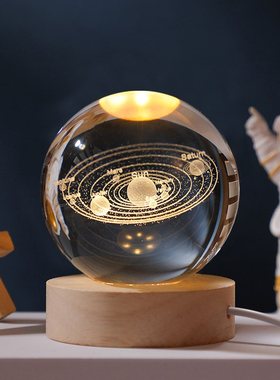 月球小夜灯摆件发光水晶球装饰品生日礼物女生闺蜜送女朋友高级感