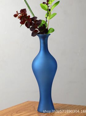 玻璃花瓶摆件透明插花水培花器轻奢餐桌客厅柳叶瓶中式禅意观音瓶