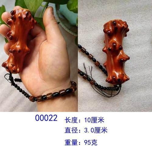 贵州檬子木手把件原木抛光带手绳木雕文玩把玩棍按摩红木棒工艺品 - 图1