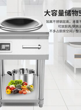商用8000KW凹面电磁炉食堂猛火凹面炒炉12千瓦大功率带架子电磁灶