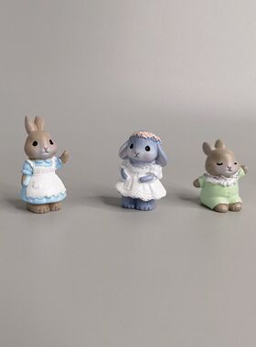 微缩兔子猫仓鼠动物公仔手办萌粒造景装饰品配件桌面可爱小摆件