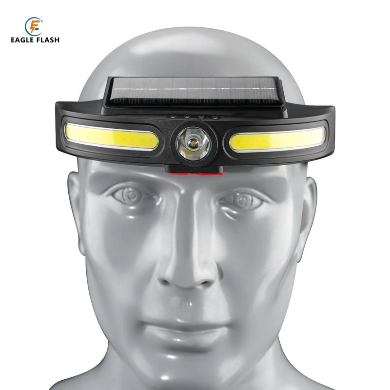 跨境头灯双光源远近光便携户外灯LEDUSB钓鱼太阳能充电骑行 - 图3