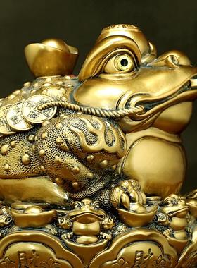 八方招财金蟾聚宝盆摆件客厅办公室蟾蜍装饰品店铺乔迁开业礼物