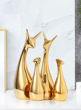 新品 现代简约陶瓷家里装饰品摆设客厅电视柜酒柜马卡龙小鹿摆件