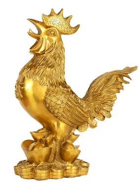 铜公鸡摆件纯铜金鸡报晓十二生肖招财鸡家居客厅装饰工艺品摆件