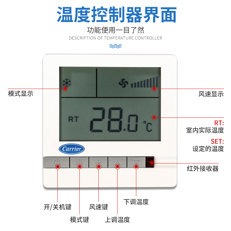 c中央水空调液晶温控器 风机盘管三速开关面板710A - 图1