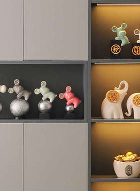 高档新中式酒柜装饰品摆件客厅家居玄关电视柜办公室桌面工艺品