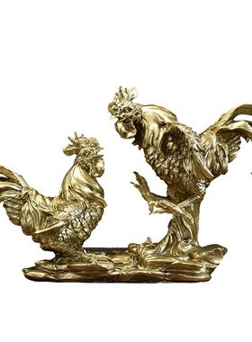 金公鸡树脂雕塑工艺品摆件动物户外装饰花园家居彩色庭院立体仿真