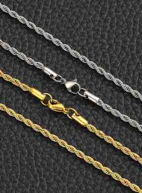 高级泰国佛牌链子金色男女士长款细玉挂链钛钢毛衣项链挂绳不掉色