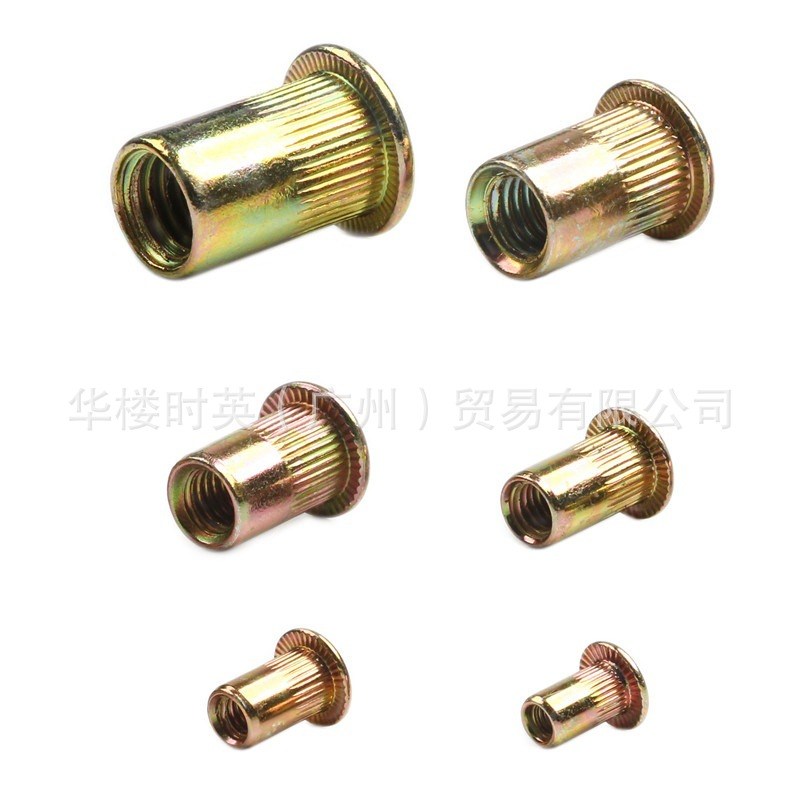 175PCS平头竖纹拉铆跨境镀盒装螺母M3-M10锌货源螺母滚铆彩螺母花 - 图2