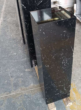 酒店售楼部大客厅玄关工艺术品黑白根大理石材雕塑摆件托底座基座